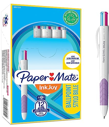 Paper Mate InkJoy Quatro 4-Colour Ballpoint Pen | Assorted Fun Colours | Medium Point (1.0mm) | 12 Count