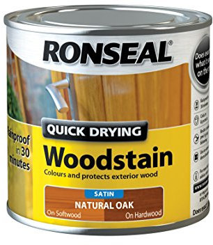 Ronseal QDWSNO250 250 ml Satin Finish Quick Dry Woodstain - Natural Oak