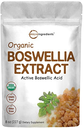Organic Boswellia Serrata Extract Powder, 8 Ounce, Pure Boswellia Supplement with 65% Boswellic Acid, Supports Joints, Knees and Bones Health, Non-GMO, Pet Friendly, India Origin