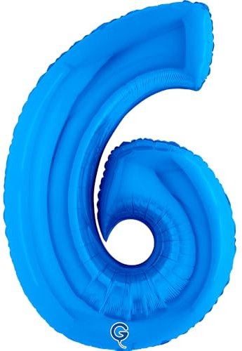 Grabo XXL Riesen Zahlen Folienballon 102 cm (40) – Perfekte Deko für Geburtstage, Jubiläen & Feiern – Happy Birthday Party-Highlight - für Helium und Luft! Wiederverwendbar! (Blau, 6)