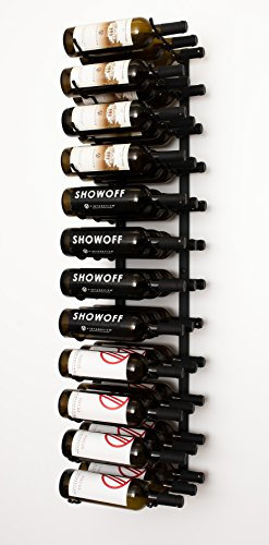 VintageView W Series Pro Wine Rack 4 - Metal Wall Mounted Wine Rack - Modern, Label Forward Wine Storage - Space Saving Wine Rack with 36 Bottle Storage Capacity (Matte Black)