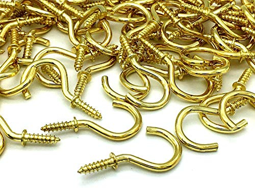 Swish New Cup Hooks, Shouldered 25mm (1 Inch) Brassed 10 Hooks