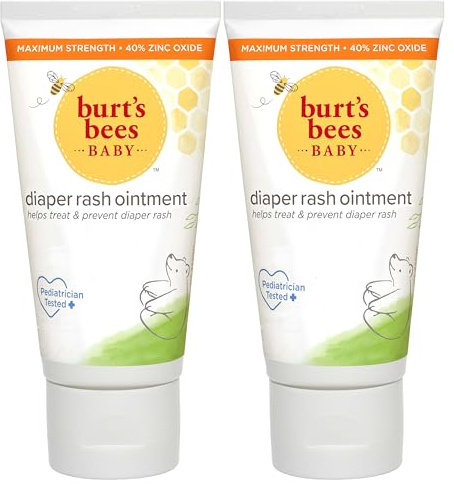 Burt's Bees Baby Diaper Rash Ointment, Maximum Strength, 40% Zinc Oxide, 100% Natural Origin, Pediatrician Tested, Net Weight 3 Ounces , Pack of 2