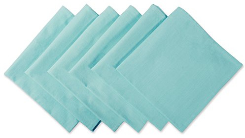 DII Solid Pastel Napkin Set Cotton, Machine Washable, 20x20 Inch, Aqua, 6 Count