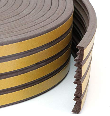 Finestra Guarnizione autoadesiva | Nastro sigillante | e – Profilo | Bianco Marrone | porta guarnizione gomma guarnizione finestra Nastro di tenuta per porte e finestre, Marrone