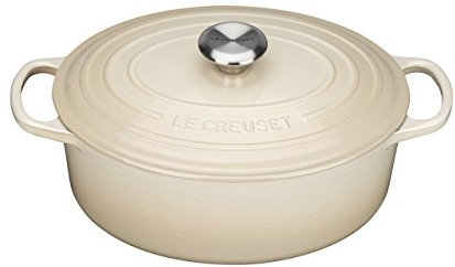 LE CREUSET Signature Enamelled Cast Iron Oval Casserole Dish With Lid, 25 cm, 3.2 Litres, Almond, 211782568