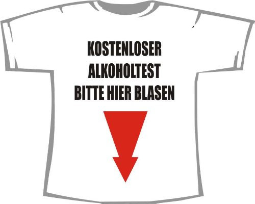 Kostenloser Alkoholtest - bitte hier blasen; Fun T-Shirt weiß, Gr. XXXL