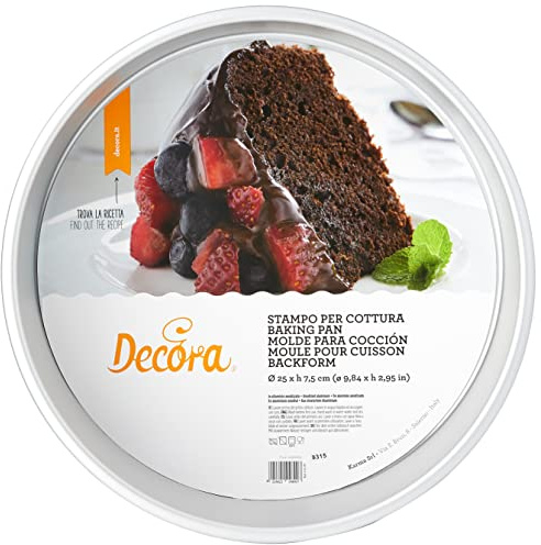 Decora, 0062623 Teglia Professionale Tonda Ø 25 x 7,5 h cm, In Alluminio Anodizzato, Senza Punti di Saldatura, Design Professionale