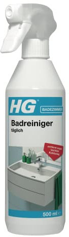 HG Badreiniger täglich, Sprühreiniger für die tägliche Anwendung in Dusche und Waschbecken, geeignet für Kunststoff-Duschkabinen, geflieste Wände, Marmor und Naturstein - 500 ml