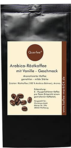 Kaffee Vanille - Aromatisierter Kaffee mit Vanille Geschmack - Frisch geröstet aus Hamburg - gemahlen - von Querfee (250 g)