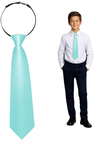 Soul-Cats Jungen Krawatte 34 cm vorgebunden Seiden Look Hochzeit Kommunion Jugendweihe, Farbe: hellblau