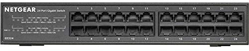 Netgear GS324 Switch 24 Port Switch Gigabit Ethernet (Plug-and-Play Netzwerk Switch, LAN Switch für Desktop oder 19 Zoll Rack-Montage, energieeffizient, lüfterloses Metallgehäuse)