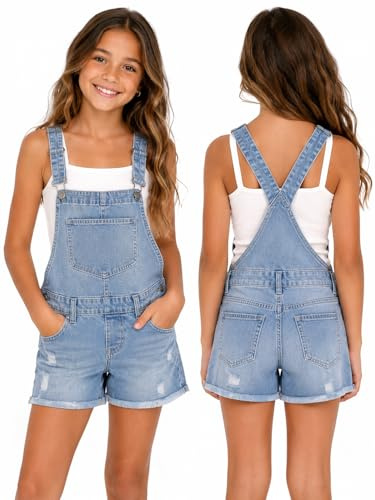 RAIS Kids Girls Summer Denim Dungarees Shorts Jumpsuit Ages 8-14/134-164cm Cotton (UK, Numeric, 140, Regular, Extra Light Denim)
