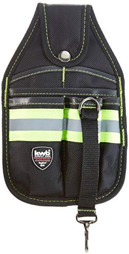 kwb Werkzeugtasche mit großer- und kleinen Tasche (aus robustem Nylon, mit Reflektor und Hammerhalter), Schwarz