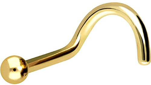 PIERCINGLINE 750er GOLD Nasenpiercing Spirale 18 KARAT 1,5 mm KUGEL Piercing Nase Stecker Gelbgold