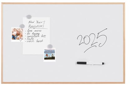 Bi-Office Tableau Blanc Magnétique New Basic avec Cadre en Bois de Pin 585 x 385 mm Naturel