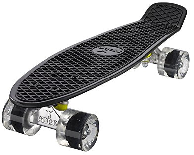 Ridge Skateboards 22 Mini Cruiser Skateboard, Nero/Trasparente