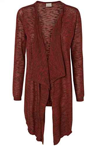 VERO MODA Damen Strickjacke VMBLACKE LS Drapey Cardigan NOOS, Gr. 40 (Herstellergröße: L), Rot (Fired Brick Detail:W. Black)