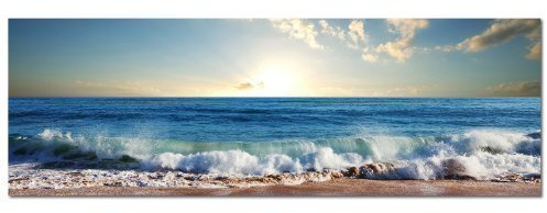 PANORAMA BILD 150x50cm (Meer Welle Big Wave) Wandbilder Bilder EXKLUSIVES Fotowandbild auf Leinwand und Keilrahmen Bild Leinwandbild Fotodruck modern Zeitlos Stilvoll wie ein Gemälde