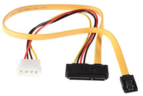 POPPSTAR 1x Sata 3 HDD SSD Dualkabel (bis zu 6 GBit/s), Y-Kabel Stromadapter - Datenkabel (50cm) und Stromkabel (15cm), gelb