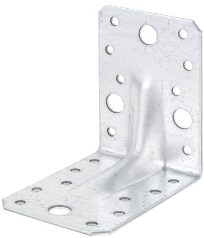Alberts 846657 Équerre d'assemblage renforcée avec nervure | galvanisée Sendzimir | 90 x 90 x 65 mm | kit de 25