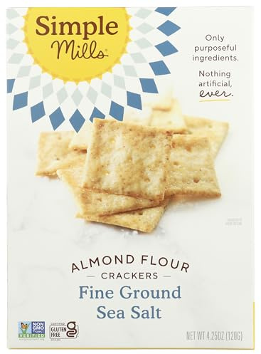 Simple Mills Almond Flour Crackers, Fine Ground Sea Salt - Gluten Free, Vegan, Healthy Snacks, 4.25 Ounce (Pack of 1)