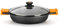 BRA Cacerola Baja con Tapa de Cristal y Asas de Silicona, Aluminio Fundido, Negro, 28 cm