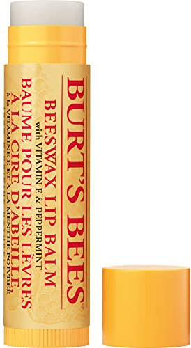 Burt's Bees Lip Balm Beeswax, Moisturising Lip Balm With Vitamin E & Peppermint, 100% Natural Origin, 4.25g