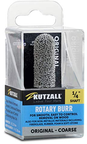 Kutzall Fraise Rotative Original à Bille, Axe 1⁄4, Grossière - Accessoires de Travail du Bois pour Bosch, DeWalt, Milwaukee, etc. Carbure de Tungstène Abrasif, 12.7mm X 38.1mm de Longueur, BN-12X112