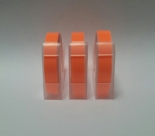 Dymo Compatible Embossing Tape - 3 Pack - Fluorescent Orange Tape