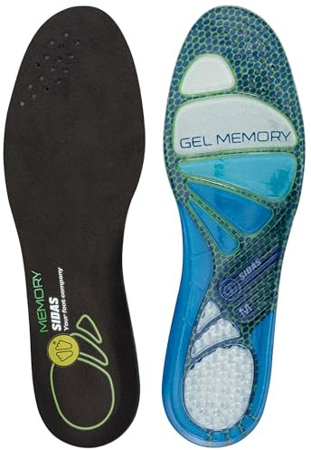 Sidas - Semelles en gel à mémoire de forme - Cushioning Gel Memory - Absorption des chocs - Confort et Soulage le pied tout au long de la journée - Semelles pour chaussures homme et femme