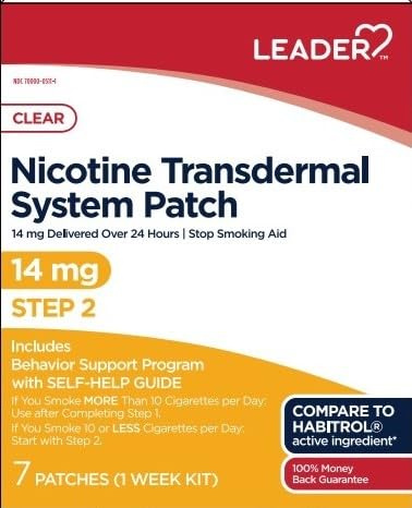 LEADER(TM) Nicotine Transdermal Patch 14Mg 7 ct (Compare to Habitrol) - 5 Pack