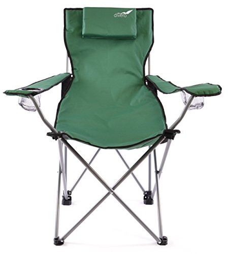 Divero Camping Stuhl Faltstuhl Angelstuhl Kopfkissen Getränke robust bis 130 kg