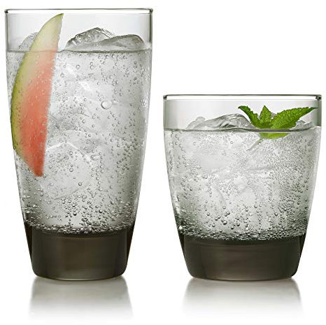 Libbey Classic Rocks and Tumbler Glass Cups Set, Elegant Mixed Drink Glasses Set with Modern Clean Lines, Dishwasher Safe Drinkware Set of 16