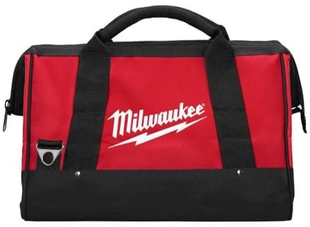 Milwaukee 17 Inch Heavy Duty Canvas Tool Bag with 6 Interior Pockets, Reinforced Bottom, and Strap Ring (Shoulder Strap Not Included)