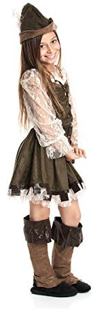 Kostümplanet® Robin Hood Kostüm Kinder Mädchen Faschingskostüm Lady Marian Kinderkostüm Räuberin Jäger Mittelalter Verkleidung Bogenschütze Größe 140