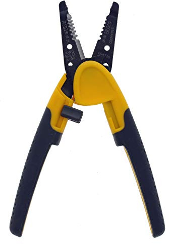 IDEAL Electrical 45-716 Kinetic Super T-Stripper - 14-24 AWG Solid, 16-26 AWG Stranded, Wire Stripper w/Thumb Rest, Plier Nose, Slide Lock, Textured Grips
