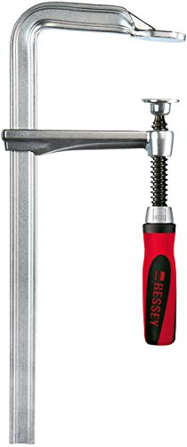 BESSEY Ganzstahlzwinge GZ100-12-2K | 1000 mm Spannweite | 120 mm Ausladung | Federndes und elastisches Spannen reduziert Vibrationen, während der 2-Komponenten-Griff komfortables Arbeiten ermöglicht