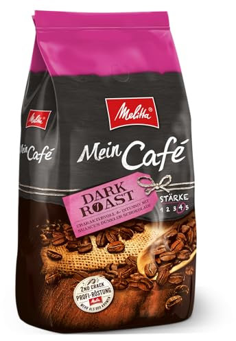 Melitta Ganze Kaffeebohnen, charaktervoll und intensiv mit Nuancen dunkler Schokolade, Stärke 4, Mein Cafe Dark Roast, 1kg