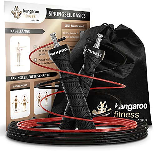 Springseil für Erwachsene Fitness mit Trainingsplan Bonus Seil Tasche - Speed Rope Springseil Boxen Crossfit Sport Sprungseil Erwachsener Boxer - Springseile Skipping Jump Rope Seil Seilspringen