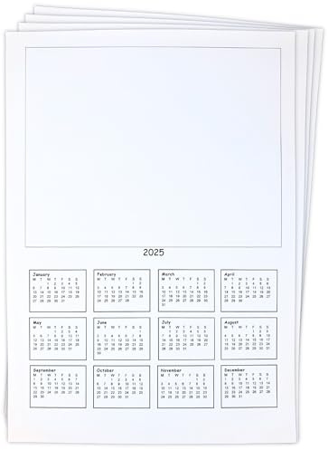 Personalised 2025 Calendar Blanks, Create Your Own Year Planner Calendar, Ideal for a Personalized Gift, Wall Calendar Perfect for Handmade Festive Craft at Home, in Classroom or Office, Pack of 10
