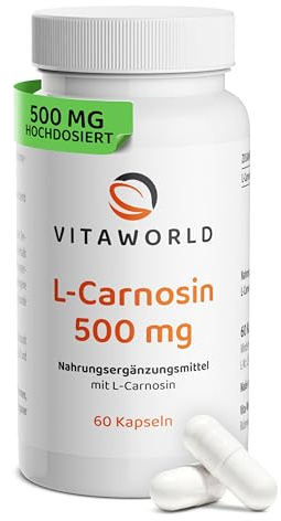 L-karnosin kapslar höga doser – L-karnosin 1 500 mg per dag (60 veganska kapslar) – beprövad kroppsägen aminosyraförening för vardag och balans – laboratorietestad, utan tillägg, glutenfri – vitaworld
