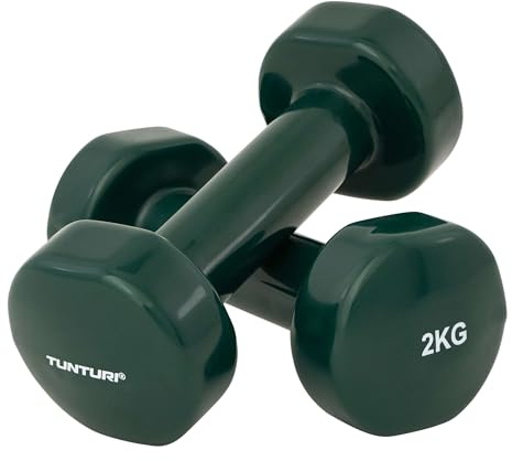 Tunturi Kurzhantel-Set, farbige Hanteln mit 2 x 2 kg, Vinyl, Stahlhanteln