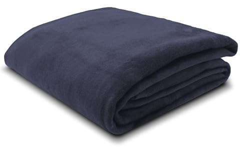 ZOLLNER Coperta da divano soffice 150x200 cm - Plaid morbido e di lunga durata marino - lavabile a 40°C - cotone misto - con bordo elegante - qualità alberghiera - certificato OEKO TEX (R)