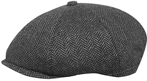 TOSKATOK® Unisex Herren, Damen 8-Panel mit Fischgrätmuster Wollmischung Baker Boy Schirmmutzen