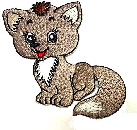 Aufnäher Bügelbild Aufbügler Iron on Patches Applikation Fuchs 6,5 x 7cm Farbe: Hellbraun