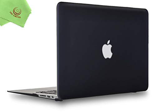 MacBook Air 13 inch Case, UESWILL Smooth Soft-Touch Matte Hard Shell Case Cover for 2008-2017 MacBook Air 13 inch (Model A1466 / A1369) + Microfibre Cleaning Cloth, Black