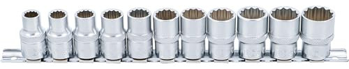 BGS 9107 - Jeu de Douilles, douze pans - 12,5 mm (1/2) - 10 - 21 mm - 11 pièces