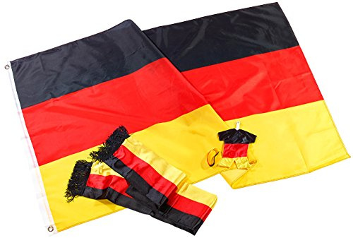PEARL WM Fanartikel: Fan-Set Deutschland mit Aufbewahrungstasche, 5-teilig (Deutschland Fanpaket, Deutschland Fanset, EMS)