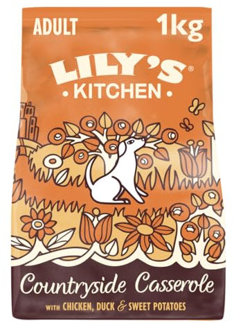 Lily's Kitchen Mit natürlichen Zutaten hergestelltTrockenfutter für ausgewachsene Hunde Huhn & EnteGetreidefreie Rezeptur 4 x 1kg Beutel